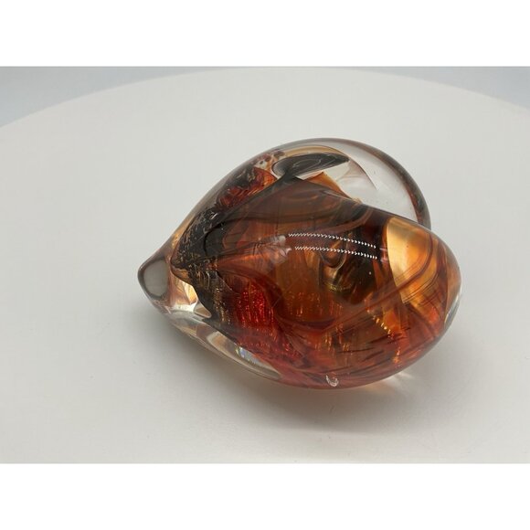 Heart Art Glass Gorgeous Red and Black Paperweight Quality Glass Polished Bottom - Picture 9 of 16